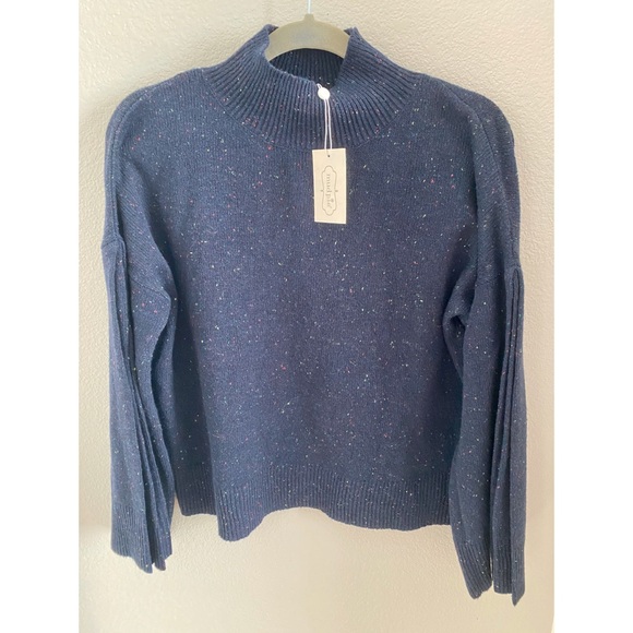 NWT Navy Bell Sleeve Turtleneck Sweater - Picture 5 of 5